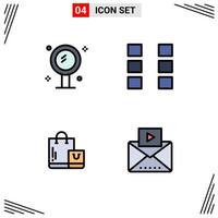 Set of 4 Modern UI Icons Symbols Signs for bathroom bag mirror ui market Editable Vector Design Elements