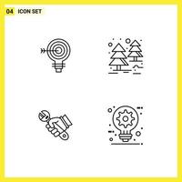 Universal Icon Symbols Group of 4 Modern Filledline Flat Colors of target wrench solution forest fix Editable Vector Design Elements