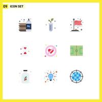 Set of 9 Modern UI Icons Symbols Signs for adultery hour science glass heart Editable Vector Design Elements