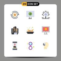 Modern Set of 9 Flat Colors Pictograph of nachos food research company apartment Editable Vector Design Elements