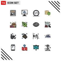 16 User Interface Flat Color Filled Line Pack of modern Signs and Symbols of secure dollar installation shield programming Editable Creative Vector Design Elements