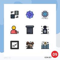 9 Creative Icons Modern Signs and Symbols of left man network gear globe Editable Vector Design Elements