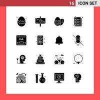 Universal Icon Symbols Group of 16 Modern Solid Glyphs of communication file party list check Editable Vector Design Elements