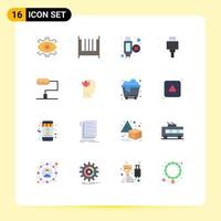 16 Flat Color concept for Websites Mobile and Apps paint roller devices bedroom cable extension Editable Pack of Creative Vector Design Elements