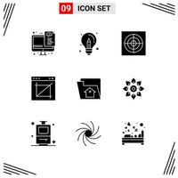 Stock Vector Icon Pack of 9 Line Signs and Symbols for home web idea image crop app Editable Vector Design Elements