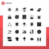 25 Universal Solid Glyph Signs Symbols of images historic direction columns arch Editable Vector Design Elements