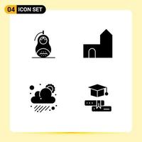 Pictogram Set of 4 Simple Solid Glyphs of fraud medieval peace castle building cloudy Editable Vector Design Elements