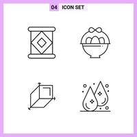 4 iconos en estilo de línea símbolos de contorno sobre fondo blanco signos de vector creativo para web móvil e imprimir fondo de vector de icono negro creativo