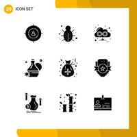 Group of 9 Modern Solid Glyphs Set for celebration spa protection jug web Editable Vector Design Elements