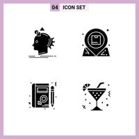 4 Universal Solid Glyphs Set for Web and Mobile Applications imagination interaction idea communication profile Editable Vector Design Elements