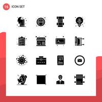 Group of 16 Solid Glyphs Signs and Symbols for list check list construction idea finance Editable Vector Design Elements