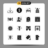 Modern Set of 16 Solid Glyphs and symbols such as leaf autumn office dinner government Editable Vector Design Elements