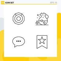 4 Universal Filledline Flat Colors Set for Web and Mobile Applications komodo conversation crypto currency food bubble Editable Vector Design Elements