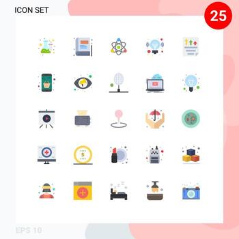 conjunto moderno de 25 colores planos y símbolos como elementos de diseño de vectores editables de negocio de solución de átomo de datos de página
