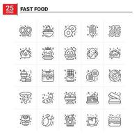 25 Fast Food icon set vector background