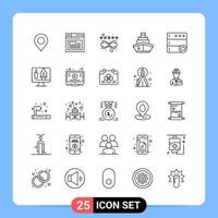 25 Line Black Icon Pack Outline Symbols for Mobile Apps isolated on white background 25 Icons Set Creative Black Icon vector background