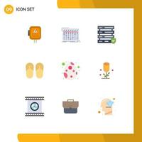 Universal Icon Symbols Group of 9 Modern Flat Colors of egg decoration studio sandal beach Editable Vector Design Elements