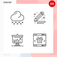 Vector Pack of 4 Icons in Line Style Creative Outline Pack isolated on White Background for Web and Mobile Creative Black Icon vector background