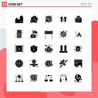 Set of 25 Modern UI Icons Symbols Signs for mail search nutrition binoculars storage Editable Vector Design Elements