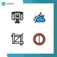 4 Universal Filledline Flat Colors Set for Web and Mobile Applications future design technology moon colors Editable Vector Design Elements