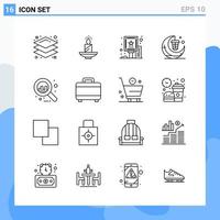 Modern 16 Line style icons Outline Symbols for general use Creative Line Icon Sign Isolated on White Background 16 Icons Pack Creative Black Icon vector background