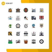 paquete de iconos de vector de stock de 25 signos y símbolos de línea para el calendario de tiempo de comida de descuento de precio elementos de diseño de vector editables