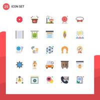 Mobile Interface Flat Color Set of 25 Pictograms of bow success home market goal Editable Vector Design Elements