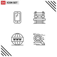 Modern Set of 4 Filledline Flat Colors Pictograph of phone engine huawei room search Editable Vector Design Elements