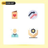 Set of 4 Vector Flat Icons on Grid for card church heart data man Editable Vector Design Elements