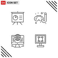 Pixle Perfect Set of 4 Line Icons Outline Icon Set for Webite Designing and Mobile Applications Interface Creative Black Icon vector background