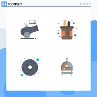 Group of 4 Modern Flat Icons Set for big gun cd mortar pen dvd Editable Vector Design Elements