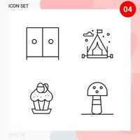 Vector Pack of 4 Icons in Line Style Creative Outline Pack isolated on White Background for Web and Mobile Creative Black Icon vector background