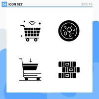 Modern 4 solid style icons Glyph Symbols for general use Creative Solid Icon Sign Isolated on White Background 4 Icons Pack Creative Black Icon vector background