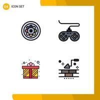 4 User Interface Filledline Flat Color Pack of modern Signs and Symbols of extractor gift box plumbing game love Editable Vector Design Elements