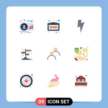 Mobile Interface Flat Color Set of 9 Pictograms of looked pointer tape location arrow Editable Vector Design Elements