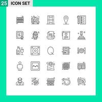 Concepto de 25 líneas para sitios web, móviles y aplicaciones, control de actividades de pines, recreación de mapas, elementos de diseño de vectores editables