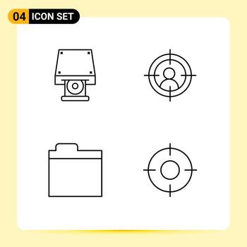 Pack of 4 Modern Filledline Flat Colors Signs and Symbols for Web Print Media such as dvd storage disk rom man essential Editable Vector Design Elements