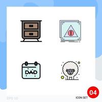 4 User Interface Filledline Flat Color Pack of modern Signs and Symbols of drawer father application alert easter Editable Vector Design Elements