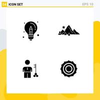Set of 4 Commercial Solid Glyphs pack for bulb tree design landscape key Editable Vector Design Elements