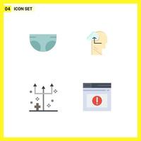 Modern Set of 4 Flat Icons Pictograph of baby frightening diaper mind horror Editable Vector Design Elements