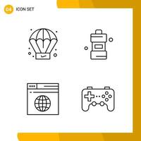 4 Icon Set Line Style Icon Pack Outline Symbols isolated on White Backgound for Responsive Website Designing Creative Black Icon vector background