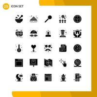 Pack of 25 Modern Solid Glyphs Signs and Symbols for Web Print Media such as job team delicious search mark Editable Vector Design Elements