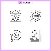 4 Icons in Line Style Outline Symbols on White Background Creative Vector Signs for Web mobile and Print Creative Black Icon vector background