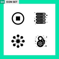 Pack of 4 Solid Style Icon Set Glyph Symbols for print Creative Signs Isolated on White Background 4 Icon Set Creative Black Icon vector background