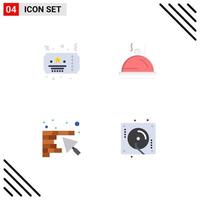 4 Thematic Vector Flat Icons and Editable Symbols of ticket construction party pallater trowel Editable Vector Design Elements