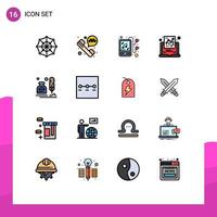 16 User Interface Flat Color Filled Line Pack of modern Signs and Symbols of office fur music erite report Editable Creative Vector Design Elements