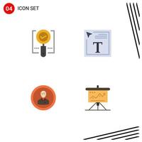 User Interface Pack of 4 Basic Flat Icons of explore avatar ok font color human Editable Vector Design Elements