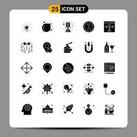 25 User Interface Solid Glyph Pack of modern Signs and Symbols of coding next cup interface arrow Editable Vector Design Elements