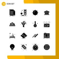 16 Icon Set Solid Style Icon Pack Glyph Symbols isolated on White Backgound for Responsive Website Designing Creative Black Icon vector background