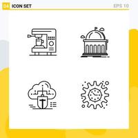 Stock Vector Icon Pack of 4 Line Signs and Symbols for coffee mouse machine education connected Editable Vector Design Elements